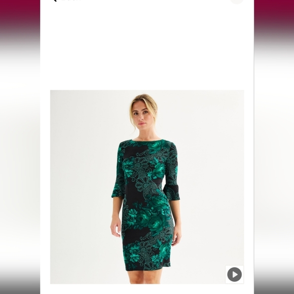 Connected Apparel Bell Sleeve Ruched Dress Color: Hunter, Size: 14 (EUC) - Picture 1 of 13